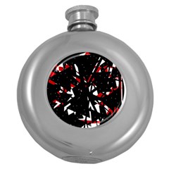 Black, Red And White Chaos Round Hip Flask (5 Oz)