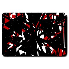 Black, Red And White Chaos Large Doormat  by Valentinaart