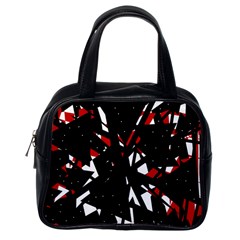 Black, Red And White Chaos Classic Handbags (one Side) by Valentinaart