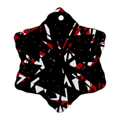 Black, Red And White Chaos Snowflake Ornament (2-side) by Valentinaart