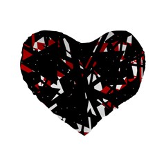 Black, Red And White Chaos Standard 16  Premium Heart Shape Cushions by Valentinaart