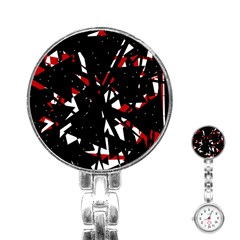 Black, Red And White Chaos Stainless Steel Nurses Watch by Valentinaart
