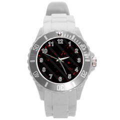 Black And Red Round Plastic Sport Watch (l) by Valentinaart