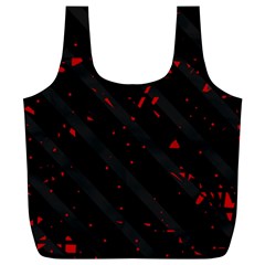 Black And Red Full Print Recycle Bags (l)  by Valentinaart