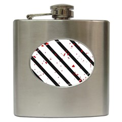 Elegant Black, Red And White Lines Hip Flask (6 Oz) by Valentinaart