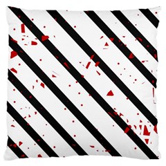 Elegant Black, Red And White Lines Large Flano Cushion Case (two Sides) by Valentinaart