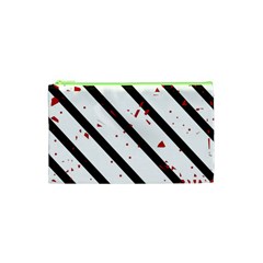 Elegant Black, Red And White Lines Cosmetic Bag (xs)