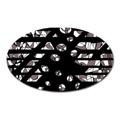 Gray Abstract Design Oval Magnet by Valentinaart