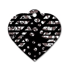 Gray Abstract Design Dog Tag Heart (one Side) by Valentinaart