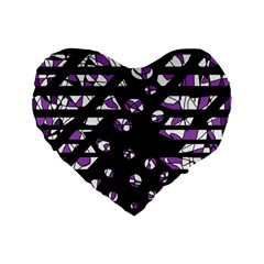 Violet Freedom Standard 16  Premium Flano Heart Shape Cushions by Valentinaart