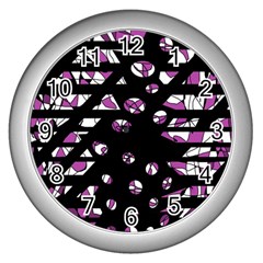 Magenta Freedom Wall Clocks (silver)  by Valentinaart