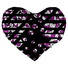 Magenta Freedom Large 19  Premium Flano Heart Shape Cushions by Valentinaart