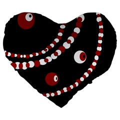 Red Pearls Large 19  Premium Heart Shape Cushions by Valentinaart