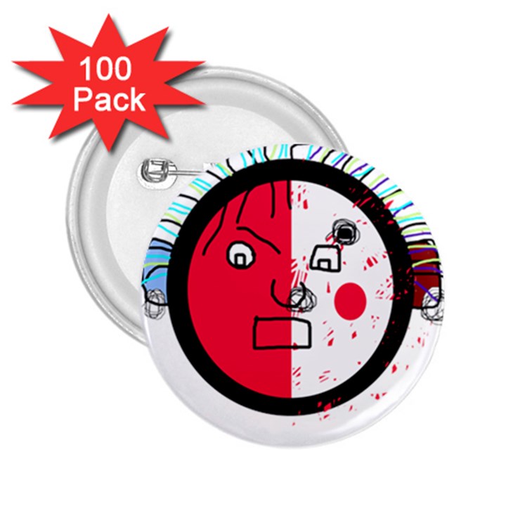 Angry transparent face 2.25  Buttons (100 pack) 