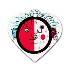 Angry Transparent Face Dog Tag Heart (two Sides) by Valentinaart