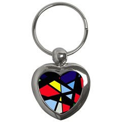 Colorful Geomeric Desing Key Chains (heart)  by Valentinaart