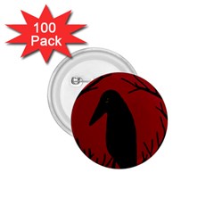 Halloween Raven - Red 1 75  Buttons (100 Pack)  by Valentinaart