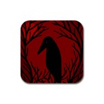 Halloween raven - red Rubber Square Coaster (4 pack)  Front