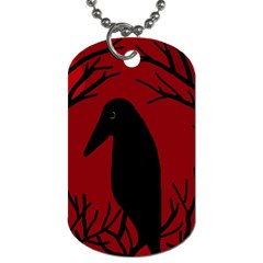 Halloween Raven - Red Dog Tag (two Sides) by Valentinaart