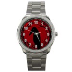 Halloween raven - red Sport Metal Watch Front