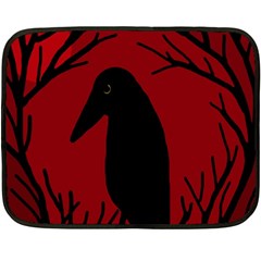 Halloween Raven - Red Fleece Blanket (mini) by Valentinaart