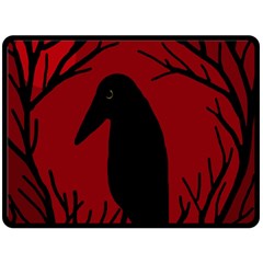 Halloween Raven - Red Fleece Blanket (large)  by Valentinaart