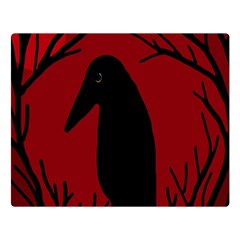 Halloween Raven - Red Double Sided Flano Blanket (large)  by Valentinaart