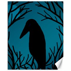 Halloween Raven - Blue Canvas 11  X 14   by Valentinaart