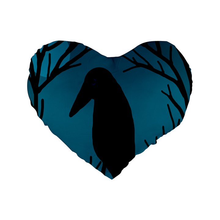 Halloween raven - Blue Standard 16  Premium Heart Shape Cushions