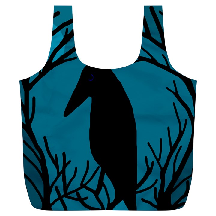 Halloween raven - Blue Full Print Recycle Bags (L) 