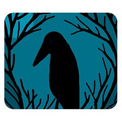 Halloween Raven - Blue Double Sided Flano Blanket (small)  by Valentinaart