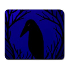 Halloween Raven - Deep Blue Large Mousepads by Valentinaart