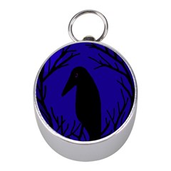 Halloween Raven - Deep Blue Mini Silver Compasses by Valentinaart