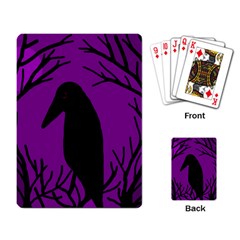 Halloween raven - purple Playing Card