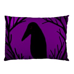 Halloween raven - purple Pillow Case