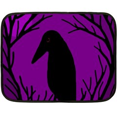 Halloween Raven - Purple Fleece Blanket (mini) by Valentinaart