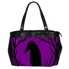 Halloween Raven - Purple Office Handbags (2 Sides)  by Valentinaart