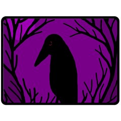 Halloween raven - purple Double Sided Fleece Blanket (Large) 