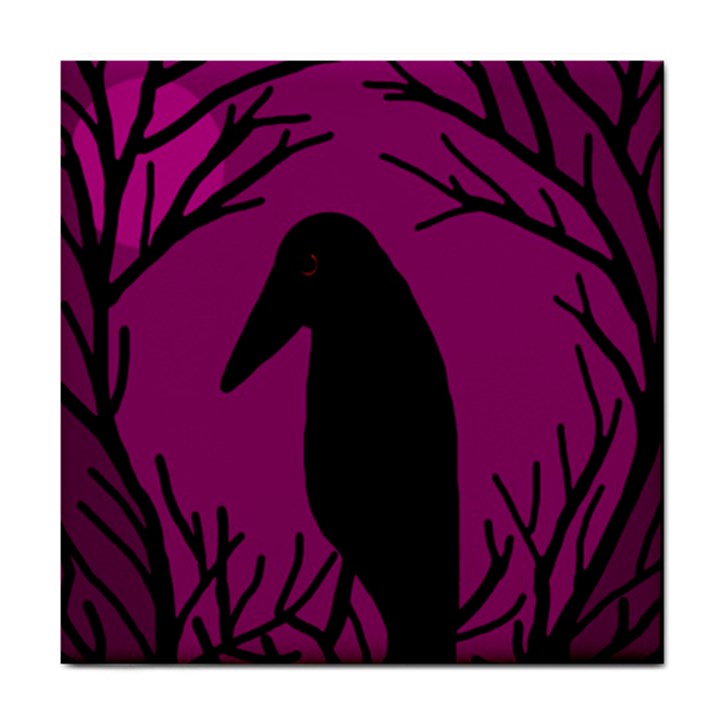 Halloween raven - magenta Tile Coasters