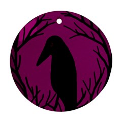 Halloween Raven - Magenta Round Ornament (two Sides)  by Valentinaart