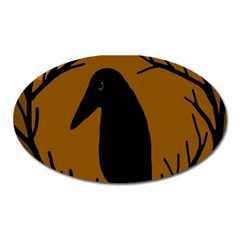 Halloween Raven - Brown Oval Magnet by Valentinaart