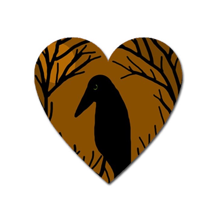 Halloween raven - brown Heart Magnet