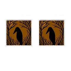 Halloween Raven - Brown Cufflinks (square)