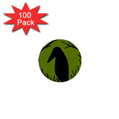 Halloween Raven - Green 1  Mini Buttons (100 Pack)  by Valentinaart