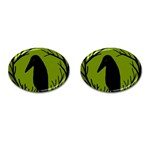 Halloween raven - green Cufflinks (Oval) Front(Pair)