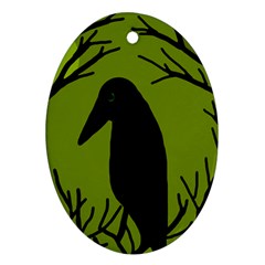 Halloween Raven - Green Oval Ornament (two Sides) by Valentinaart