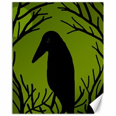 Halloween Raven - Green Canvas 16  X 20   by Valentinaart