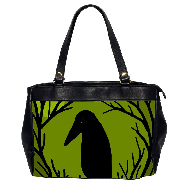Halloween raven - green Office Handbags (2 Sides) 