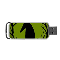 Halloween Raven - Green Portable Usb Flash (two Sides) by Valentinaart