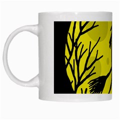 Halloween Witch - Yellow Moon White Mugs by Valentinaart